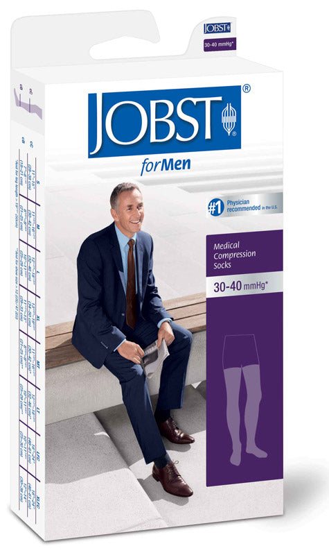 Jobst forMen Closed Toe Thigh High Support Socks 30-40 mmHg